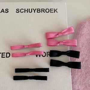 Sweet Balletcore Ribbon Bow Hair Clip For Women Satin Fabric Duckbill Side Clip Korean Style Fashion Headwear Accessories