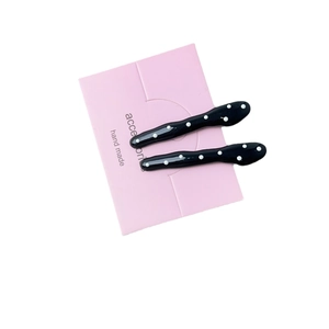 French style black and white polka dot metal hair clips for women on display card