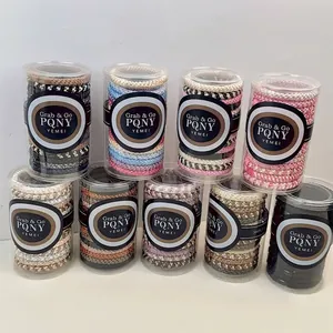 Bulk set of high elasticity braided hair ties in transparent storage jars, multi-color