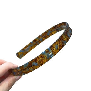 Serre-tête large rétro en acétate avec motif écaille de tortue marron et bleu
