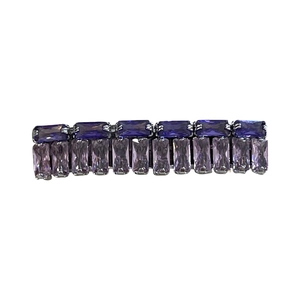 Elegant purple rhinestone hair clip with double-row rectangular crystal gradient design