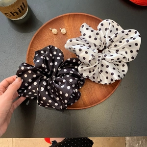 French Style Cotton Polka Dot Scrunchie Large Elastic Hair Tie Vintage Retro Hair Band For Women Daily Hair Accessory
