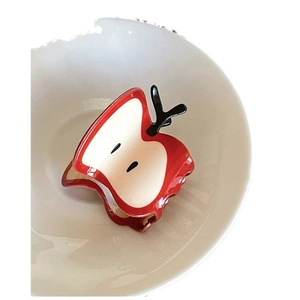 Cute red apple-shaped hair claw clip for women with a creative 3D fruit design