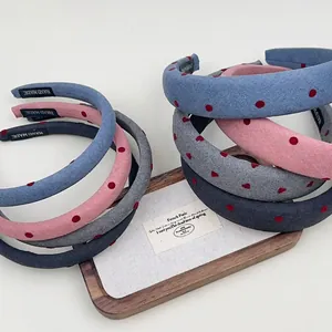 Korean Sweet Polka Dot Padded Headband Women New Fashion Fabric Padded Sponge Hair Band Handmade Vintage Hair Accessories For Daily Dating Girls Gift
