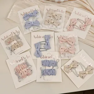 Koreanischer Stil Süße Spitze Schleife Haarspangen Set Für Damen Mädchen Stoff Strass Schmetterlingsknoten BB Clips Haarschmuck