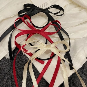 Elastici per capelli con fiocco in stile francese nero rosso e crema per acconciature dolci