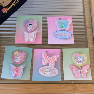 Coffret de barrettes papillon 3D avec motifs cœur et dessin animé pour fillettes