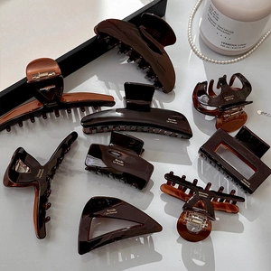 French Cellulose Acetate Hair Claw Clip Elegant Tortoise Shell Geometric Shark Clip Handmade Hair Accessories For Women