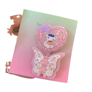 Ensemble de barrettes à cheveux rose cœur et papillon avec motif chien dessin animé