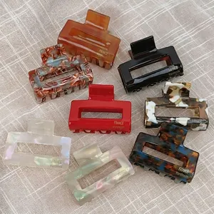Handmade acetate rectangular hair claw clips in various colors with France text