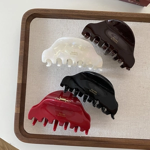 French vintage acetate hair claw clips set in four elegant colors with golden lettering