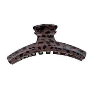 French vintage leopard print large hair claw clip for elegant updo hairstyles in brown