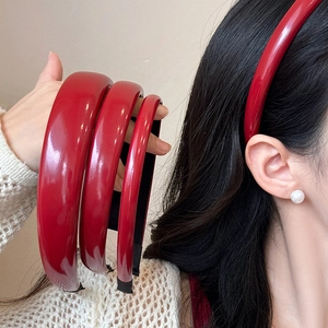 Glossy red leather headbands in four widths for a vintage high-end fashion look