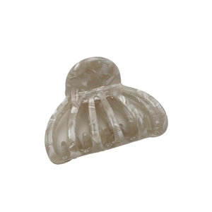 French style acetate pumpkin hair claw with beige marble pattern for bun hair styling