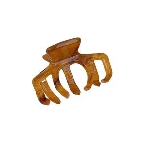 Handmade medium amber acetate hair claw clip with tortoise shell pattern and glossy finish
