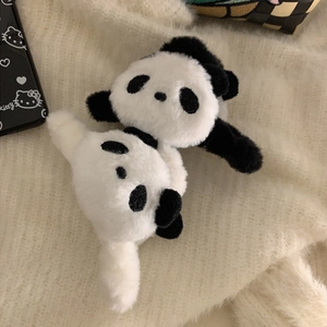 Süße flauschige Panda-Haarklammer aus schwarz-weißem Plüsch für elegante Frisuren