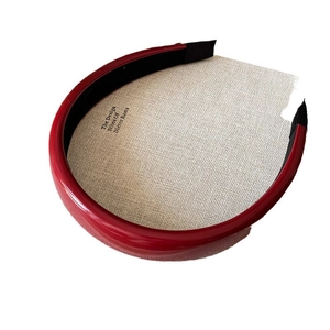 Glossy wine red leather headband with non-slip black lining for elegant women styling