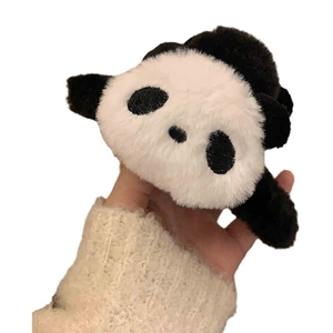 Süße Panda Haarklammer aus Plüsch für Damen in flauschigem Schwarz-Weiß-Design