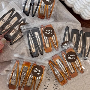 Barrettes à Cheveux BB Style Coréen Écaille de Tortue et Noir pour Femmes Fait à la Main Alliage Résine Épingle à Cheveux Accessoires de Cheveux