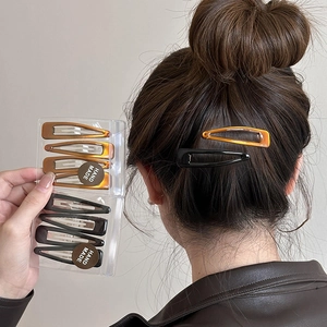 Barrettes à cheveux goutte d'eau minimalistes ambre et noir, ensemble de clips BB faits main