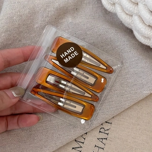 Lot de 4 barrettes à cheveux écaille de tortue faites main avec texture résine ambre