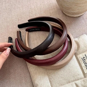 Vintage faux leather headband set in earth tones with non-slip interior lining