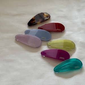 Barrettes à cheveux en acétate coloré en forme de goutte avec marquage France Handmade