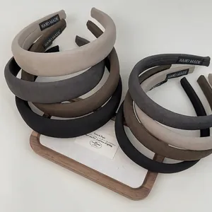 Retro thick sponge headbands set in neutral earth tones with high-quality ribbed fabric texture