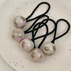 Élastique à Cheveux Minimaliste en Perle de Marbre Acrylique pour Femmes Accessoires de Cheveux Style Coréen Doux