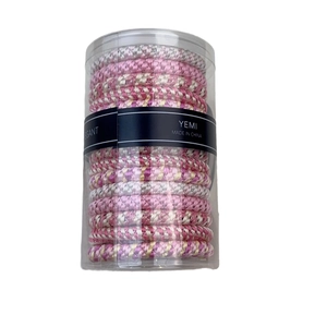 Braided elastic hair tie set in a transparent storage jar with pink and white colors
