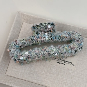 Grande pince à cheveux élégante en laine mélangée avec paillettes pour automne hiver