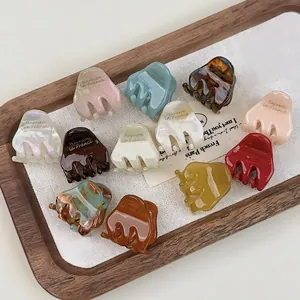 French Style Acetate Mini Hair Claw Clip Vintage Marble Pattern Small Hairpin Elegant Barrette Hair Accessories For Women Girls