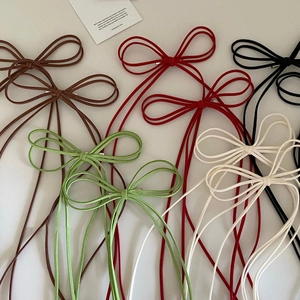 Korean Style Suede Bowknot Hair Clips Elegant Long Streamer Thin Cord Duckbill Clips Sweet Hair Accessories For Women