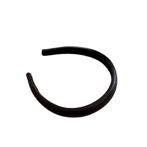 Vintage black leather texture headband for women with a minimalist round arc design style