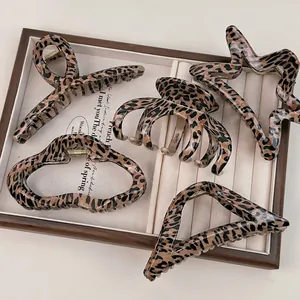 French Retro Leopard Print Acetate Hair Claw Clip Large Strong Hold Shark Clip For Thick Hair Women Fashion Accessories
