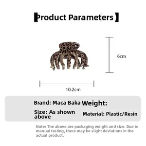 Detailed size specifications for leopard print hair claw clip 10.2cm length and 6cm height