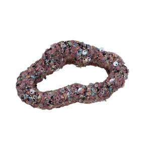 Chouchou en maille rose avec paillettes colorées en laine pelucheuse pour coiffure