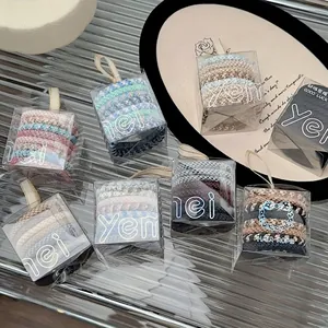 Durable high-elastic braided hair tie set in a transparent storage box for daily ponytails