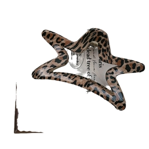 French vintage leopard print star shaped hair claw clip for elegant women styling