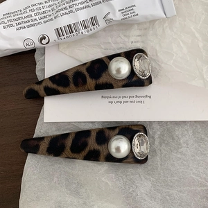 Vintage Leopard Print Hair Clips For Women Elegant Faux Artificial Pearl Rhinestone BB Clips Sophisticated Hair Accessories Set