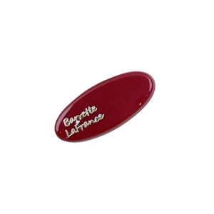 Fermaglio per capelli ovale rosso vintage con scritta dorata Barrette LaFrance