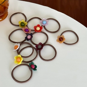 Süße Niedliche Blumen Haargummis Für Damen Mädchen Koreanischer Stil Harz Blume Elastische Haarbänder Täglicher Haarschmuck Accessoires