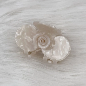 Elegant cream white marble acetate rose flower claw clip for women back hair styles