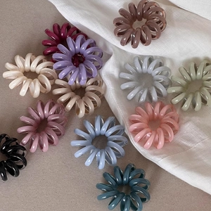 Colorful high-elastic spiral telephone wire hair ties in various Morandi shades