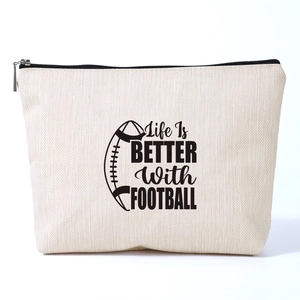 Borsa da Trucco in Poliestere con Stampa Football Americano Chiusura a Cerniera Donna Beauty Case da Viaggio Organizer