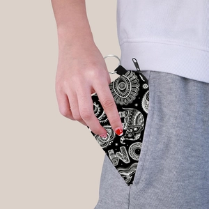 Portable elephant print mini coin purse with keychain and zipper for women