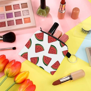 Minigeldbeutel mit Wassermelonen-Print und Schlüsselring für Damen, kleine Kosmetiktasche