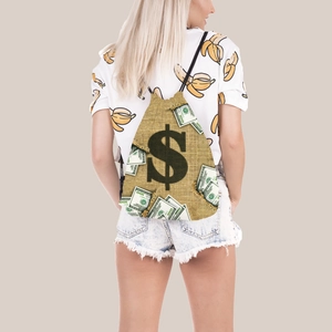 Zaino creativo con coulisse e stampa digitale con divertente design a sacco di dollari 3D