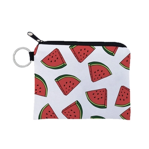 Tragbare Wassermelone-Druck Leinwand Münzbörse mit Reißverschluss und Schlüsselanhänger