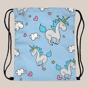 Unicorn Print Drawstring Backpack Portable Polyester Bundle Bag For Travel Daily Casual Women Kids Lightweight Gym Bag